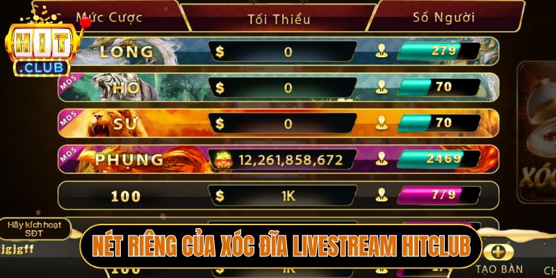 Nét riêng của Xóc đĩa livestream Hitclub